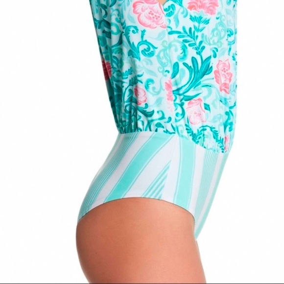 Anthropologie SAHA floral stripe one piece swimsuit, M. - Picture 2 of 8